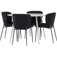 Ebuy24 Plaza eethoek tafel Ø120cm en 4 teddy stoelen beige.
