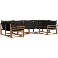 vidaXL Buiten bank set 6 st Natuurlijk en zwart