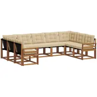 vidaXL Buiten bank set 9 st Natuurlijk en Beige