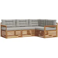 vidaXL Buiten bank set met kussen 4 pcs Natuurlijk en Licht Grijs