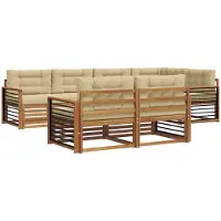 vidaXL Buiten bank set 7 st Natuurlijk en Beige