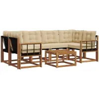 vidaXL Buiten bank set 7 st Natuurlijk en Beige