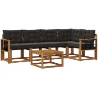 vidaXL Buiten bank set 6 st Naturel en Zwart