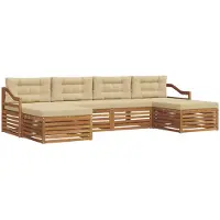 vidaXL Buiten bank set 6 st Natuurlijk en Beige Massief Acacia Hout