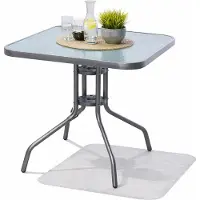 Mojawo Bistro-tafel, balkon-tafel, tuintafel, tafel, zilver, glas, metaal, 60x60 cm