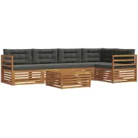 vidaXL Buiten bank set met kussen 6 pcs Natuurlijk en Antraciet