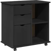 vidaXL Rollende kast Zwart 63,5 x 39 x 65,5 cm Massief vurenhout