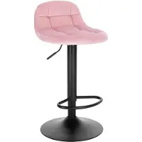 Happyment Luxe Barkurk Erino - Industrial - Roze - Barkrukken set van 1 - Barstoel Kruk - Barstoelen met rugleuning - Keukenstoel - In hoogte verstelbaar - Velvet
