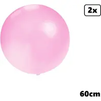 Partyxplosion 2x Mega Ballon 60 cm lichtroze - Super Ballon carnaval festival feest party verjaardag landen helium lucht thema