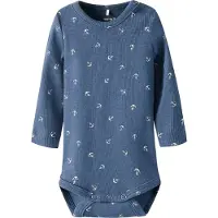 Name it BABY romper blauw Jongens Stretchkatoen Ronde hals All over print - maat 50