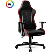 Diablo X-ST4RTER Gaming stoel, kantoorkruk, kantoorstoel, PC-stoel. Ergonomische bekleding, 2D armleuningen, kantelmechanisme. Kleur: Zwart. LED