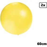 Partyxplosion 2x Mega Ballon 60 cm geel - Super Ballon carnaval festival feest party verjaardag landen helium lucht thema