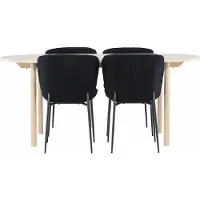 Ebuy24 Andy eethoek tafel 90x180cm en 4 teddy stoelen whitewash.