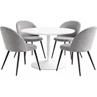 Ebuy24 Carry eethoek tafel Ø110cm, 4 stoelen velours grijs.