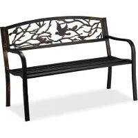 Relaxdays tuinbank 2 personen - parkbank vogel - zitbank buiten - balkonbank -127 cm breed - zwart-brons