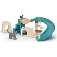 Schleich kattenspeelgoed speelset met krabpaal en wip.