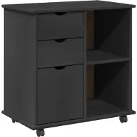 vidaXL Rollende kast 63,5 x 39 x 65,5 cm Massief vurenhout Grijs
