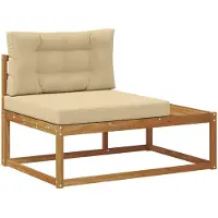 vidaXL Buitenhoekbank met kussen Naturel 115 x 83 x 73 cm