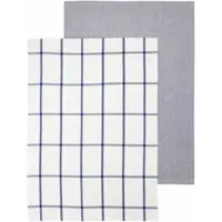 Blomus Theedoek Taulo Square White / Mazarine Blue 50 x 70 cm (Set van 2)