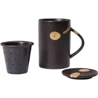 Ferm Living Koyo theemok met theezeef 40 cl Donkerbruin-buff