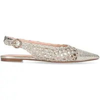 Manfield Gouden gevlochten slingbacks | Maat 41