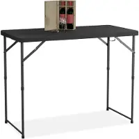 Relaxdays tuintafel - 74 x 120 x 60 cm - inklapbaar - kunststof & staal - in hoogte verstelbaar - zwart