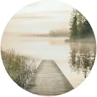 Reinders - Ochtendzon bij de pier - Glasschilderij Ø 50 cm - Groen
