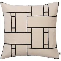 Ferm Living Lattice Offset kussenhoes Off-white-zwart, 50x50 cm