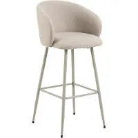 Molecule Barstoel in Basel beige stof met stalen onderstel in grijs poedercoating