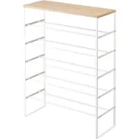 SmartaSaker Schoenenrek met Houten Bovenblad - 6 niveaus - Tower - Wit