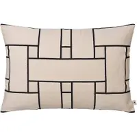 Ferm Living Lattice Offset kussenhoes Off-white-zwart, 40x60 cm