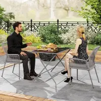 MODFU - Set Van 2 Tuinstoelen Met Armleuningen - Afneembare Zitkussens - Waterafstotend - Rattan - Donkergrijs - 57 X 61 X 84 Cm