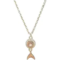 Fashion Jewelry Mermaid ketting met roze strasssteen.