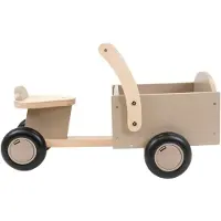 Bandits and Angels Bakfiets Loopfiets Hout Little Rider Beige Sand vanaf 1 jaar - Voor Jongens en Meisjes - Ride-On Houten Bakfiets - Houten Loop Fiets Beige - Geluidsarme Wielen - Kraamcadeau
