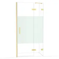 Maxaro Diamond Douchedeur | 100 cm Glanzend lichtgoud Helder met matte strook Draaideur
