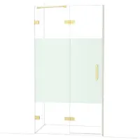 Maxaro Diamond Douchedeur | 110 cm Glanzend lichtgoud Helder met matte strook Draaideur