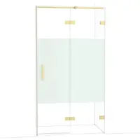Maxaro Diamond Douchedeur | 110 cm Glanzend lichtgoud Helder met matte strook Draaideur