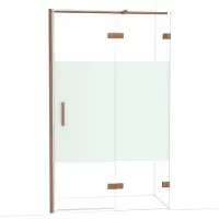 Maxaro Diamond Douchedeur | 120 cm Glanzend koper Helder met matte strook Draaideur