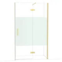 Maxaro Diamond Douchedeur | 120 cm Glanzend lichtgoud Helder met matte strook Draaideur