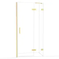Maxaro Diamond Douchedeur | 100 cm Glanzend lichtgoud Helder glas Draaideur