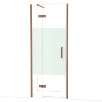 Maxaro Diamond Douchedeur | 80 cm Glanzend koper Helder met matte strook Draaideur