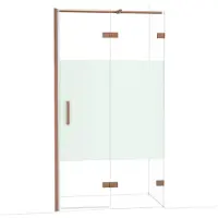 Maxaro Diamond Douchedeur | 110 cm Glanzend koper Helder met matte strook Draaideur