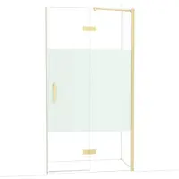 Maxaro Diamond Douchedeur | 110 cm Glanzend lichtgoud Helder met matte strook Draaideur