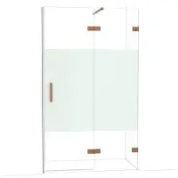Maxaro Diamond Douchedeur | 120 cm Glanzend koper Helder met matte strook Draaideur