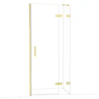 Maxaro Diamond Douchedeur | 90 cm Glanzend lichtgoud Helder glas Draaideur