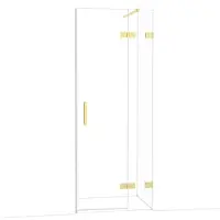Maxaro Diamond Douchedeur | 80 cm Glanzend lichtgoud Helder glas Draaideur