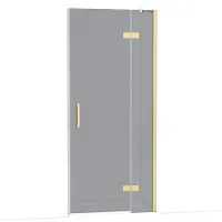 Maxaro Diamond Douchedeur | 90 cm Glanzend lichtgoud Rookglas Draaideur