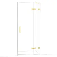 Maxaro Diamond Douchedeur | 90 cm Glanzend lichtgoud Helder glas Draaideur