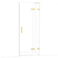 Maxaro Diamond Douchedeur | 80 cm Glanzend lichtgoud Helder glas Draaideur
