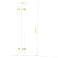 Maxaro Diamond Douchedeur | 80 cm Glanzend lichtgoud Helder glas Draaideur